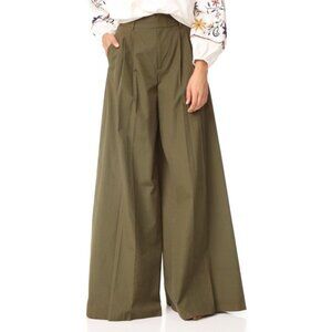 Alice + Olivia Dylan Super Flare Pants Womens Size 6 Olive Wide Leg High Rise